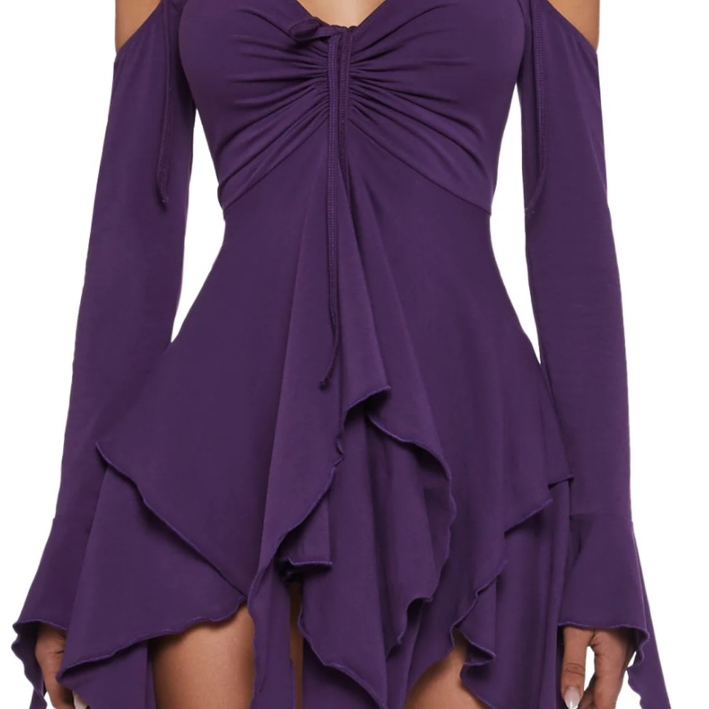 NWOT - Dolls Kill Purple Layered Long Sleeve Dress